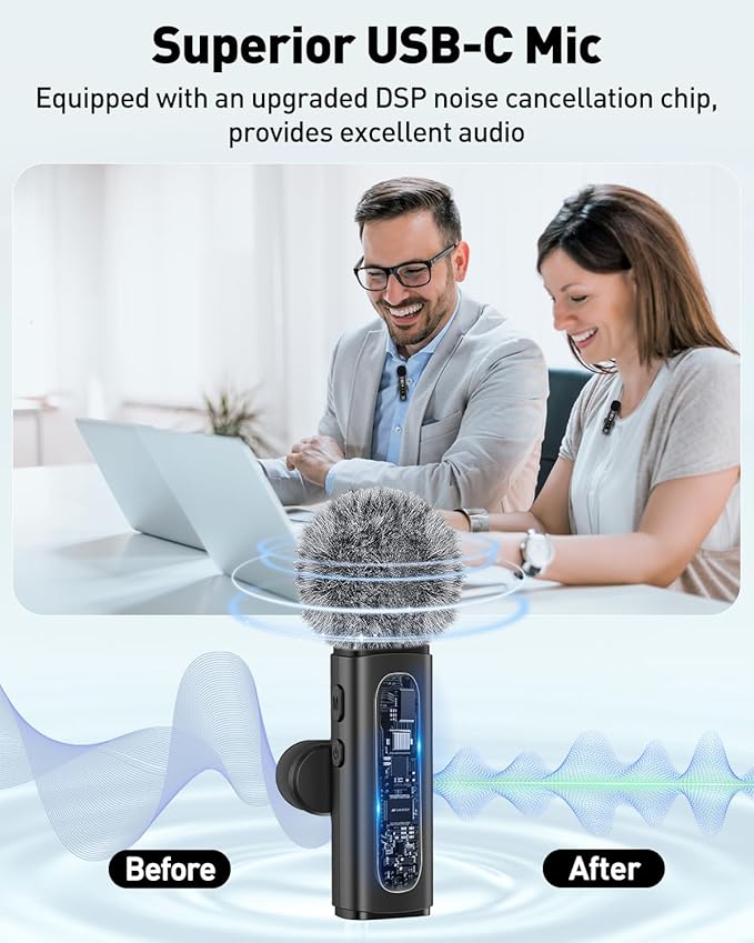 USB C Lavalier Microphone Wireless Mini Mic - Image 3