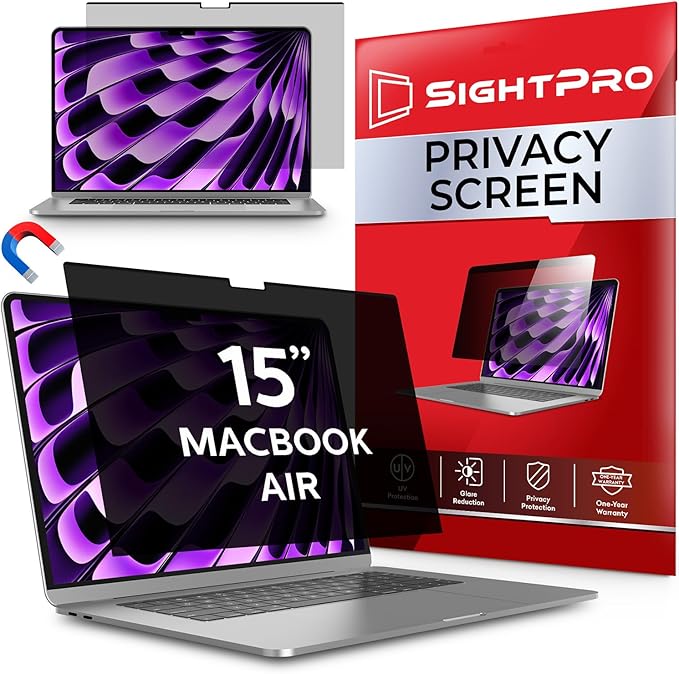 Magnetic Privacy Screen for MacBook Air 15 Inch Removable Laptop Privacy Filter by SightPro