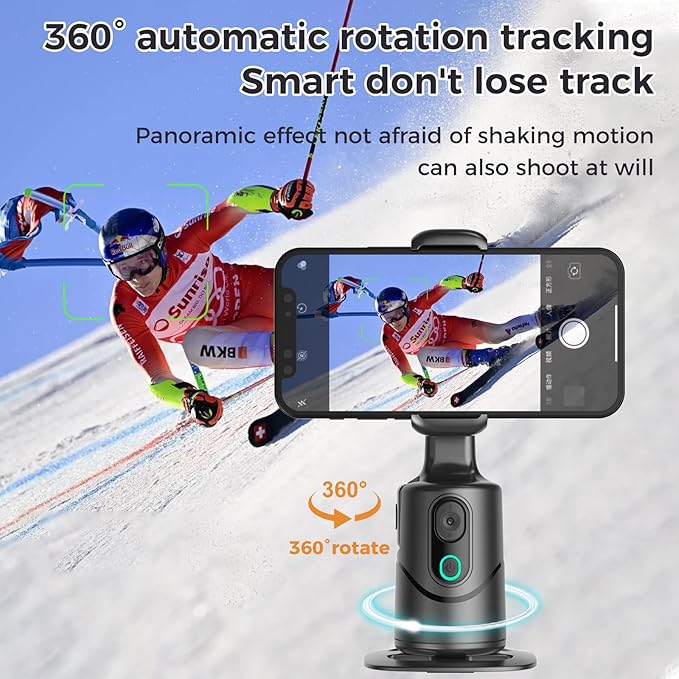 Auto Face Tracking Phone Holder, No App Required, 360° Rotation Phone Camera - Image 2