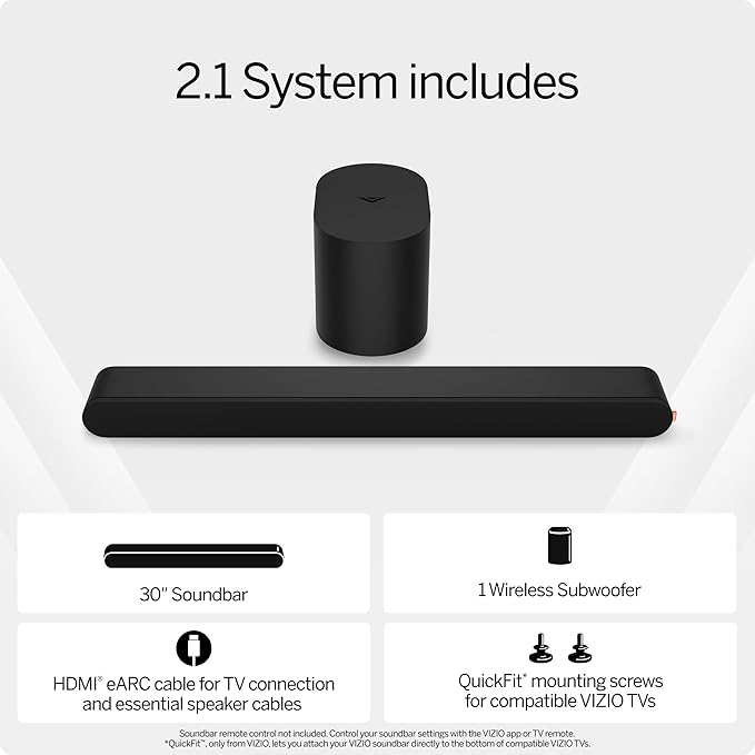 VIZIO 2.1 Soundbar, Wireless Subwoofer w/Dolby Atmos & DTS:X, QuickFit™ - Image 3