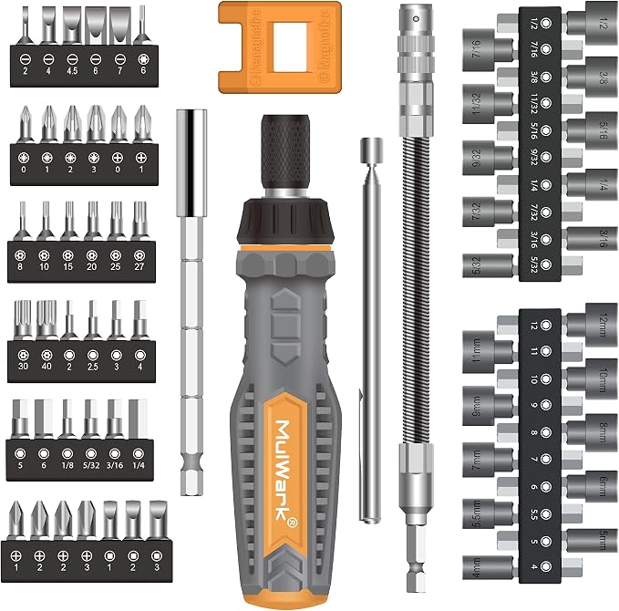 MulWark 63PC Magnetic Ratcheting Screwdriver Bit Set by MULWARK