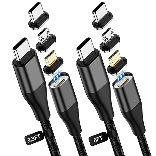 YKZ 3 in 1 Magnetic USB C to C Cable, Magnet Charging Cable, PD 60W Fast by YKZ