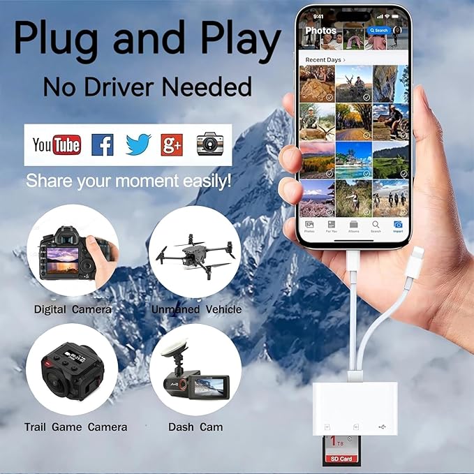 SD Card Reader for iPhone iPad Mac, USB C and Lightning Dual Connector Memory - Image 5