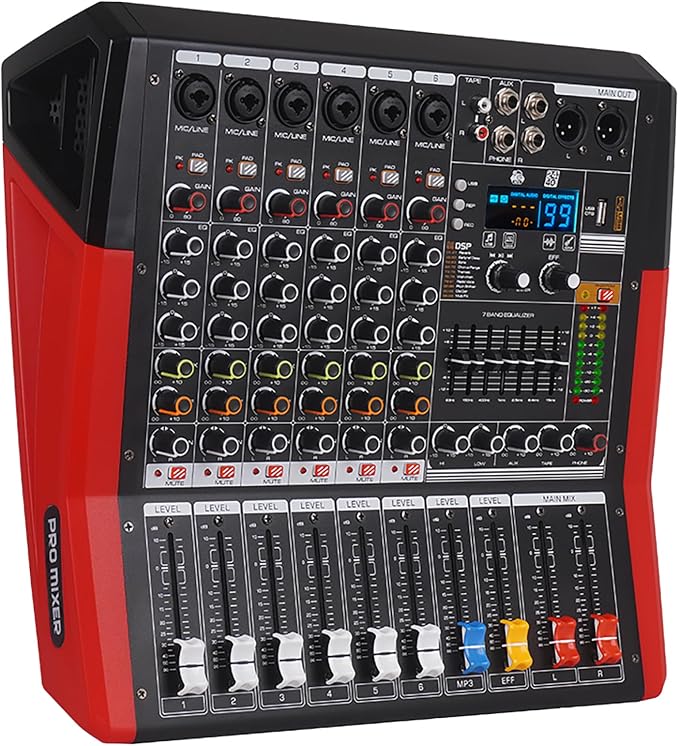 TF600 6-Channel Professional Mixer by Yamnweo
