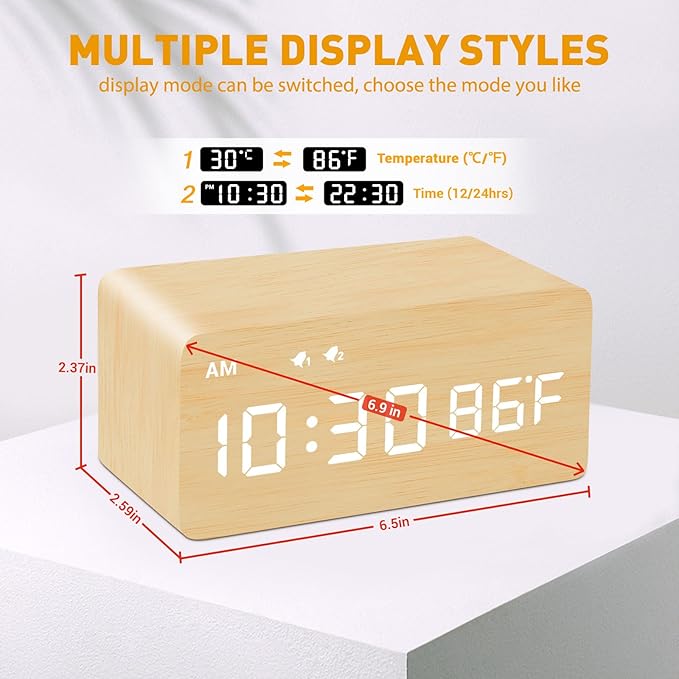 MOSITO Digital Wooden Alarm Clock - Image 5
