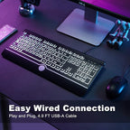 Large Print Backlit Computer Keyboard, USB Full Size Wired Keyboards - Image 7