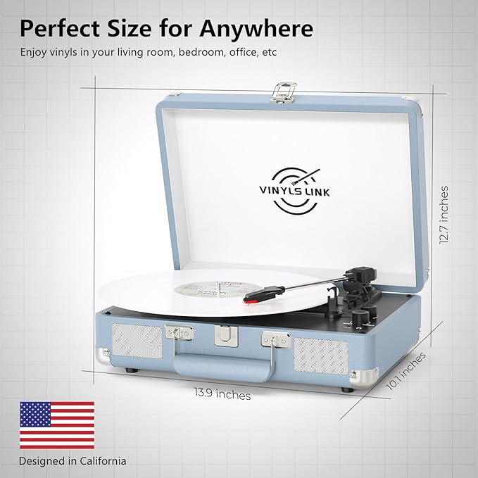 VINYLS LINK Vinyl Record Player Bluetooth, 3-Speed Turntable Vinyl Player - Image 7