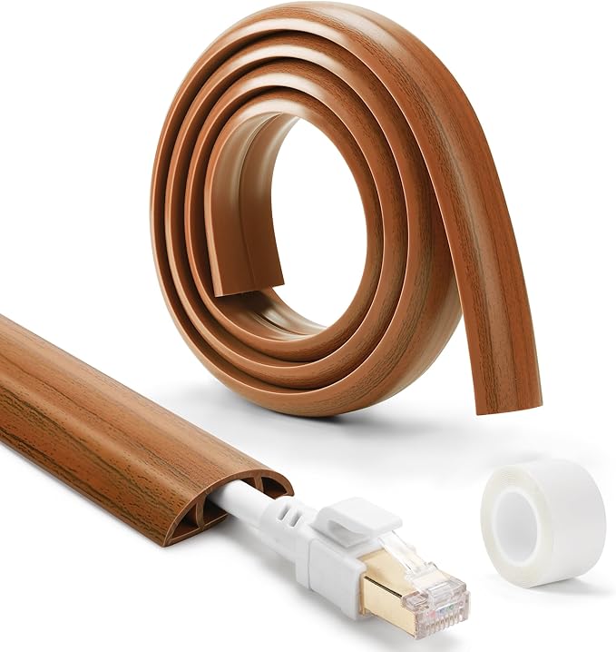 Floor Cord Cover 10ft, Cord Hider Floor Brown Walnut Wood, Floor Cable - Image 4