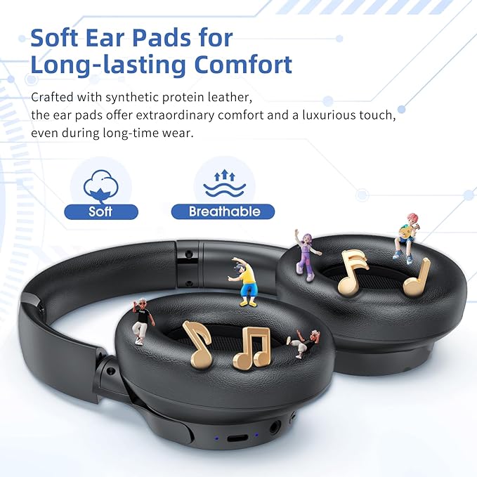 Active Noise Cancelling Headphones, Wireless Over Ear Bluetooth Headphones - Image 4