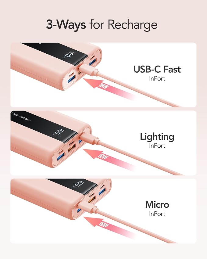 VRURC Portable Charger, 20000mAh Mini Power Bank, 22.5W Fast Charging Battery - Image 7