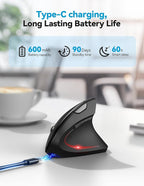 TECKNET Ergonomic Mouse, Rechargeable 2.4G+Bluetooth Vertical Mice 6 DPI - Image 4
