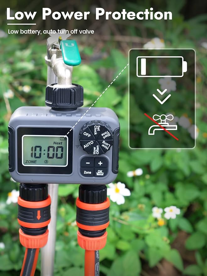 Insoma 2-Zone Sprinkler Timer, Programmable Garden Hose Timer - Image 7