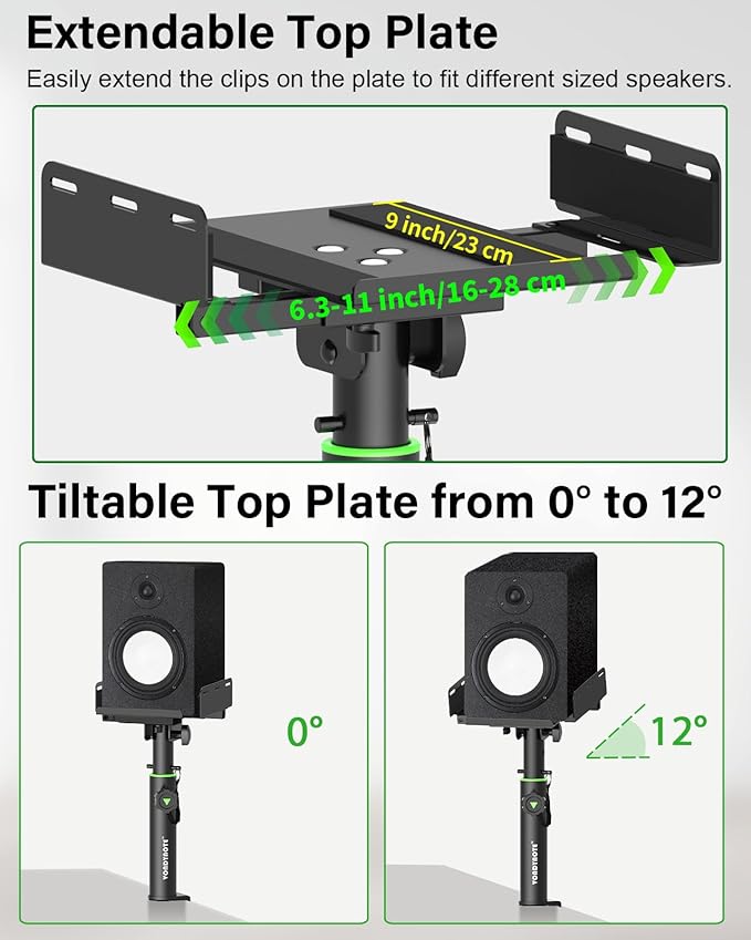 Set of 2 Dual Side Clamping Studio Monitor Stands Desk Clamp Speaker Stands - Image 4