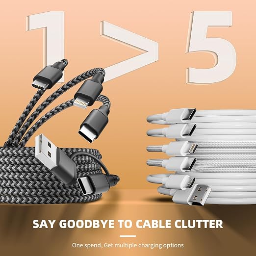 Multi Charging Cable 5 in 1, Nylon Braided USB C Multiple Charger Cord - Image 6