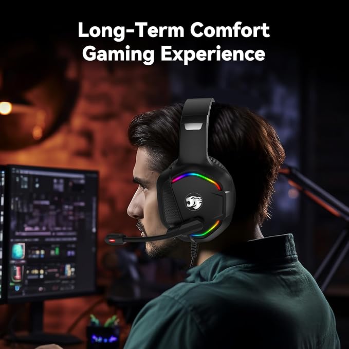 Gaming Headset with Microphone for Pc, Xbox One Series X/s, Stereo Wired Noise - Image 4
