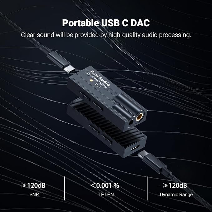 Fosi Audio DS1 USB C DAC Headphone Amp DSD512 ES9038Q2M HiFi Mini Audio Adapter - Image 3