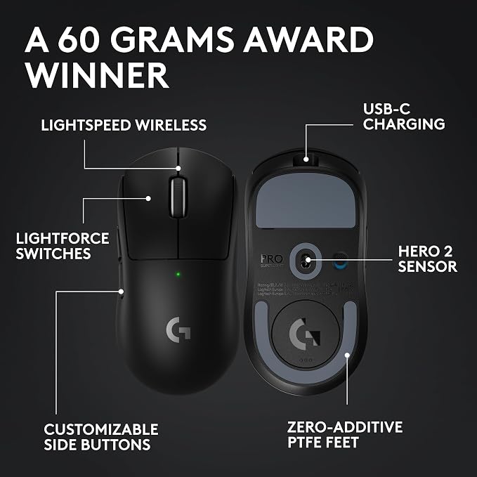 Logitech G PRO X SUPERLIGHT 2 Wireless Gaming Mouse, 60g Pro-Grade - Image 6