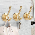 4 Packs Gold Coat Hooks, Decorative Towel Hooks, Heavy Duty Double Prong Wall - Image 3