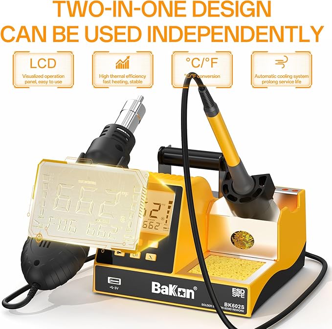 BK602S Soldering Iron & Desoldering Gun 2-In-1 Set, Hot Air Rework Station Diy - Image 3