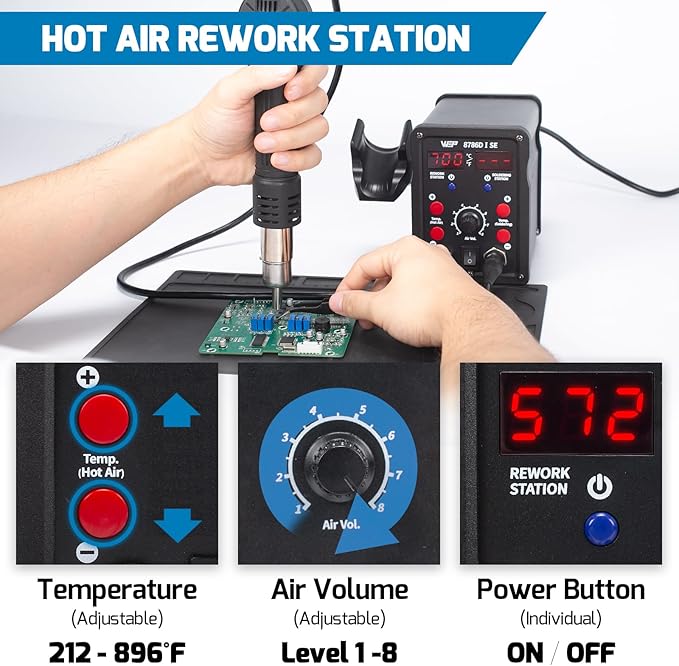 WEP 8786D-I SE Hot Air Soldering Iron Station Kit 2-IN-1 - Image 3