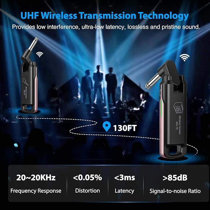 LEKATO Wireless Guitar System UHF Wireless Guitar Transmitter Receiver - Image 3