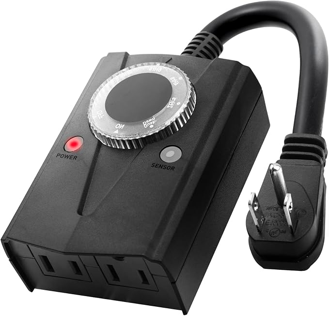 Brightown Outdoor Light Sensor Timer Waterproof, Mechanical Plug in Timer Switch by Brightown