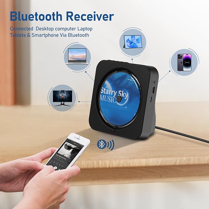 CD Player Portable Bluetooth 5.1 Desktop CD Player - Image 4