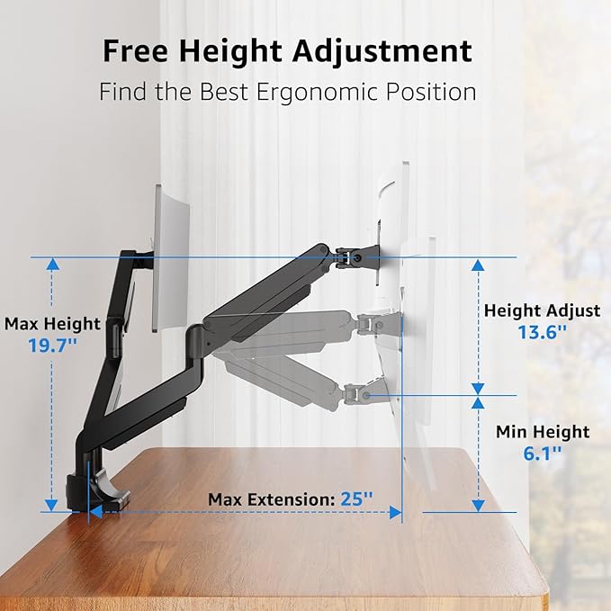 MOUNTUP Dual Monitor Mount fits 22''-42'' Ultrawide Screen, Holds 6.6-33lbs - Image 6