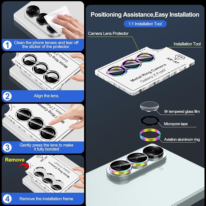 for Samsung Galaxy Z Fold 7 Camera Lens Protector, Individual Metal Ring - Image 6