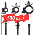 180Pcs Wire Loom Clips for Car Push Mount Zip Ties Assorted Sizes Automotive by ProfessionalinZipTies