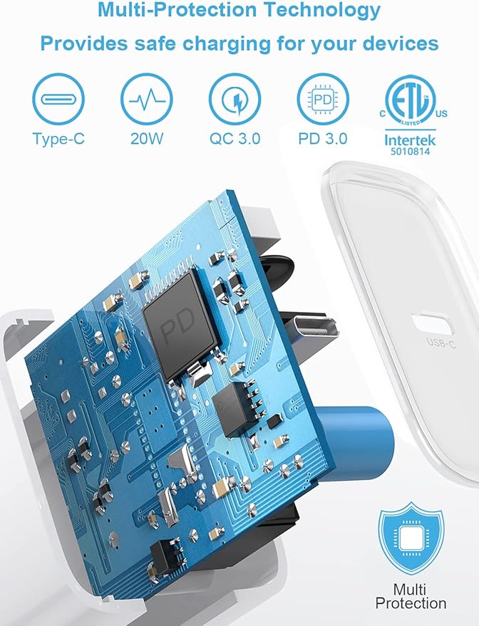 iPhone Fast Charger 3+3Pack 20W USB C Wall Charger - Image 3
