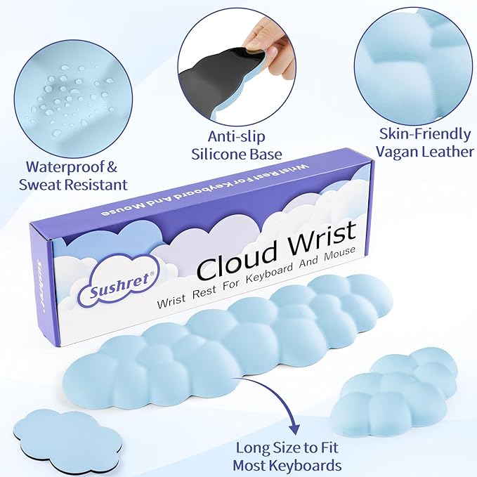 Cloud Wrist Rest Keyboard, Cloud Keyboard Wrist Pad Set - Image 5