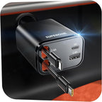 Retractable Car Charger, SUPERONE 69W Car Phone Charger by SUPERONE