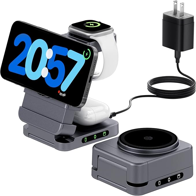 【2025 Upgraded】 Wireless Charger 3 in 1, Foldable Wireless Charging Station by AchievingARefinedLife
