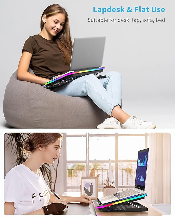 KeiBn Upgarde Laptop Cooling Pad, RGB Lights Laptop Cooler 6 Fans - Image 6