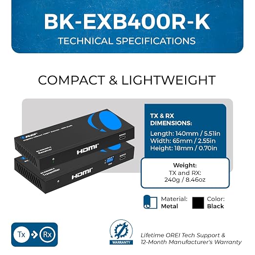 OREI 4K @ 120Hz HDMI Over Ethernet Extender Balun - Image 5