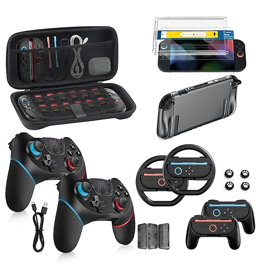 Switch 2 Accessories Bundle for Nintendo 17-in-1: 2 Pro Controllers, Dockable by BINBOKVR
