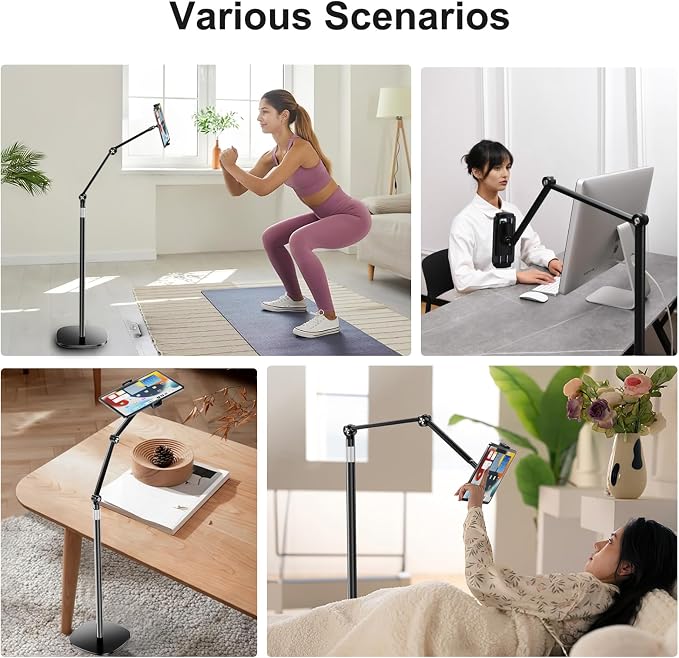 OATSBASF Tablet Floor Stand, Overhead Bed Phone Mount, Height & 360 Degree - Image 8