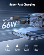 UYOUNG Retractable Car Charger 100W, 4 in 1 Fast Car Phone Charger, 2 - Image 3