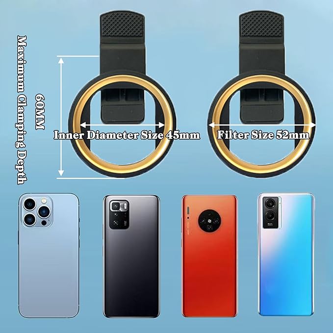 10 in 1 Cell Phone Camera Lens Kit, 52MM Clip-On CPL Phone Camera Lens Filter - Image 3