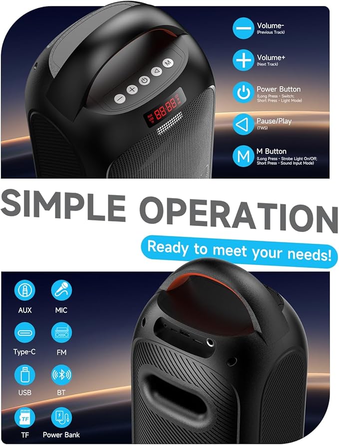 Wireless TWS Portable Bluetooth Speaker, Beat-Driven Lights, 120dB Loud Stereo - Image 7