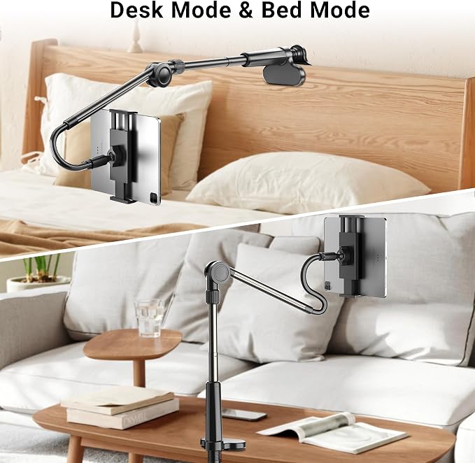 Desk Tablet Holder for iPad Pro, No Stiff Easy Adjust Arm Phone and Tablet - Image 7