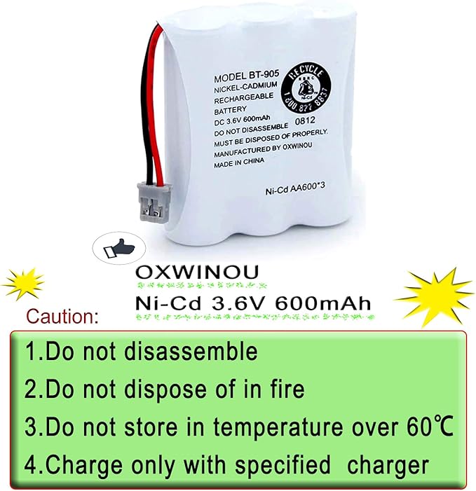 BT-905 BT905 Rechargeable Cordless Handset Phone Battery Compatible - Image 7