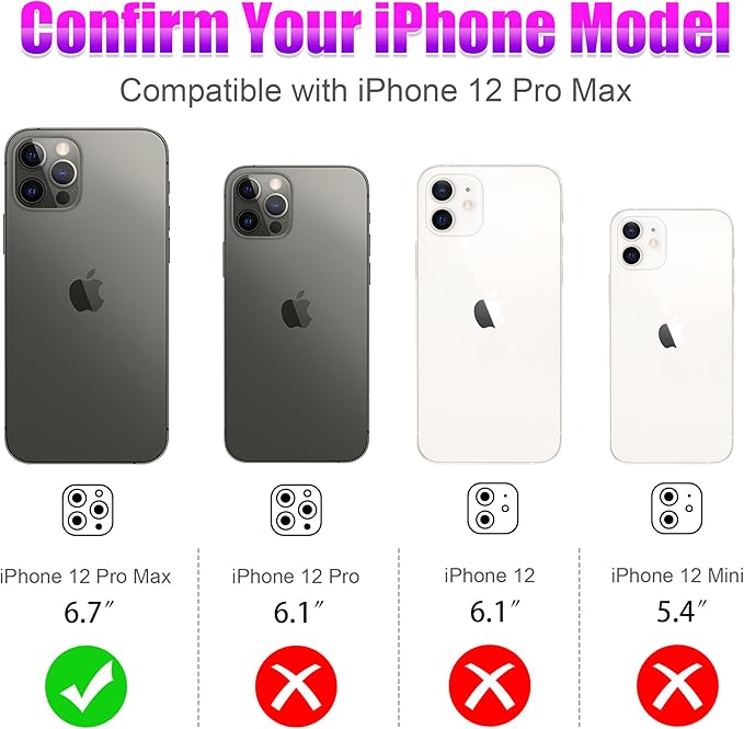 AGVEE 3+3 6 Pack for iPhone 12 Pro Max 6.7" Camera Lens Cover Protector - Image 2