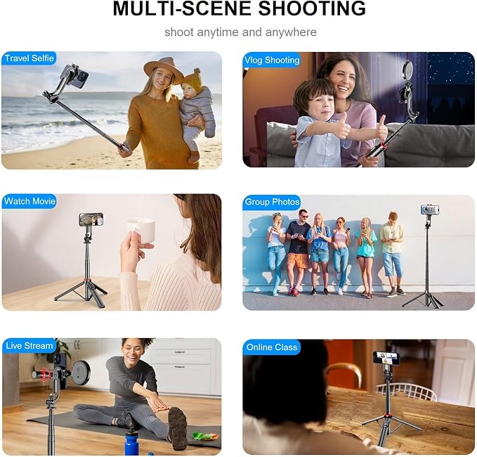 Magnetic Selfie Stick Tripod for iPhone, Travel Selfie Stick for iPhone 16 15 - Image 7