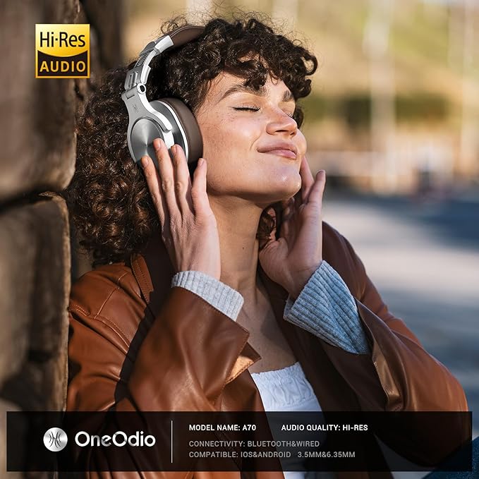 OneOdio A70 Bluetooth Over Ear Headphones, Wireless Headphones w/ 72H Playtime - Image 2