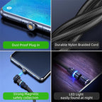 Magnetic Charging Cable 540° Rotation 3A Fast Charging Data Sync 3 in 1 - Image 4