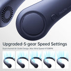 JISULIFE Portable Neck Fan, Hands Free Bladeless Fan, 5 Speeds, 4000 mAh - Image 4