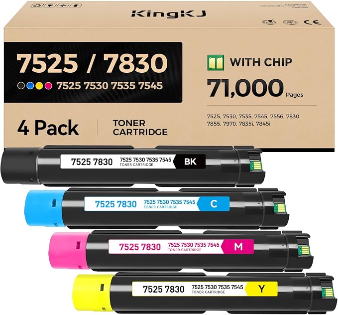 7525 Toner Cartridge Set 4-Pack High-Yield Replacement by KingKJInkToner
