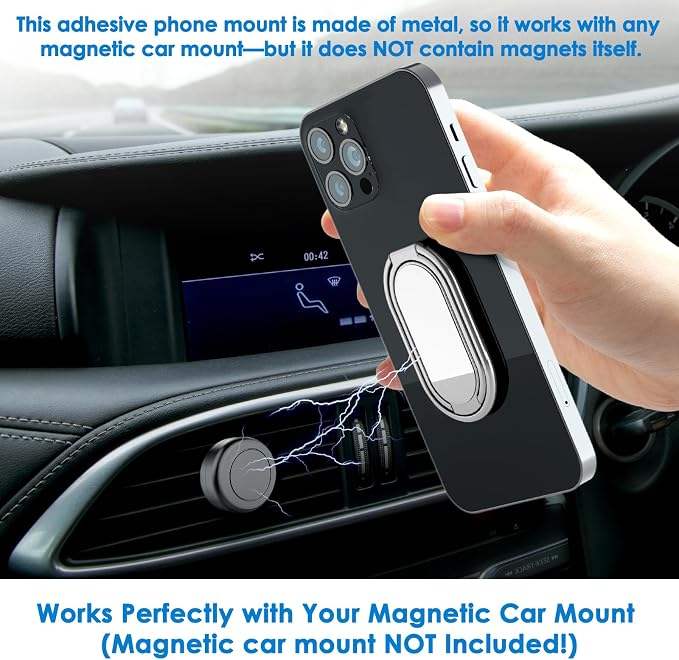 Phone Ring Holder Finger Kickstand, 360° Rotation Metal Phone Grip - Image 3
